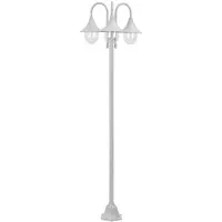 vidaXL Dissuasore luminoso da giardino E27 220 cm in alluminio a 3 lanterne bianco