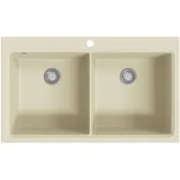 vidaXL Lavello in granito a doppia vasca Beige
