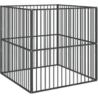 vidaXL Box per cani 4 pezzi in acciaio zincato nero