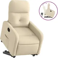 vidaXL Poltrona relax con ausilio per l'alzata in tessuto crema