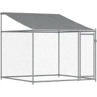 vidaXL Cuccia per cani con tetto e porta Grigio 2x2x2 m Acciaio zincato