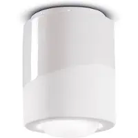 FERROLUCE Plafoniera PI, cilindrica, Ø 12,5 cm bianco