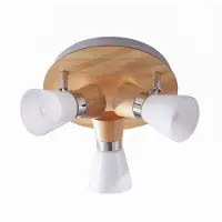 LINDBY plafoniera Vivica, Ø 26 cm, cromo/legno, a 3 luci