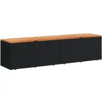 DKD Home Decor Cassapanca da giardino nera 220x50x54 cm in poly rattan legno di acacia