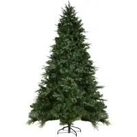 Costway Albero di Natale artificiale a LED di 210 cm, albero di Natale con sistema pieghevole e supporto in metallo, albero di Natale decorato, albero di Natale artificiale