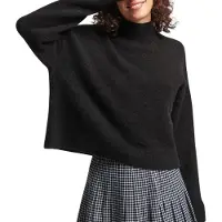 Superdry per donna. W6110419A Maglione girocollo vintage essenziale nero (L), Casual, Acrilico