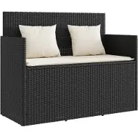 vidaXL Panca da giardino con cuscini in polirattan nero