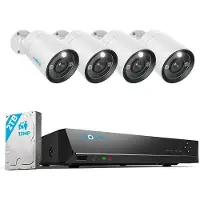 Reolink RLK8-1200B4-A, sistema di sorveglianza per esterni da 12MP, telecamera di sicurezza 4X PoE e NVR 8CH 2TB HDD, Spotlight, rilevamento persone/auto, audio bidirezionale