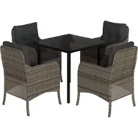 vidaXL Set da pranzo da giardino in 5 pezzi con cuscini in rattan grigio