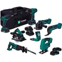 Vonroc Set utensili VPower 20V - 2.0Ah | Include 7 macchine, 4 batterie e 2 caricabatterie rapidi