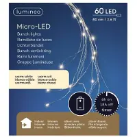 Kaemingk Lumineo, fascio di micro LED per interni, 80 cm, argento/bianco caldo, 60 LED