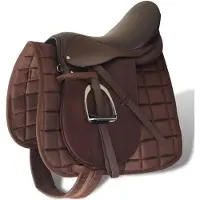vidaXL Set di selle da equitazione 17,5" in vera pelle marrone 12 cm