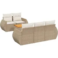 vidaXL Set di divani da giardino 6 pezzi con cuscini Beige poly rattan