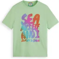 Scotch & Soda Front Artwork T-shirt Washed Neon Lime Taglia: M | T-shirt stampate Outlet | Uomo | Verde