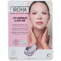 IROHA nature Anti-Età al Collagene 1 pezzo — Maschera Viso e Collo in Cotone