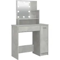 vidaXL Tavolino con LED in cemento grigio 86,5x35x136 cm