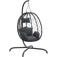 vidaXL Sedia sospesa Egg con cuscino Poli Rattan antracite e acciaio