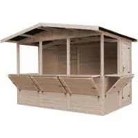 Timbela M150B H232x336x263 cm/6 m2, grande capanno di vendita multifunzionale per bar da giardino stand di vendita in legno