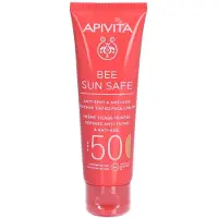 Apivita Bee Sun Safe Anti-Spot and Anti-Age Tinted crema viso SPF50 crema protettiva colorata viso SPF 50 colore Golden 50 ml