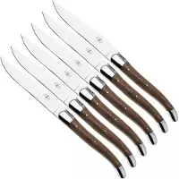 Laguiole 4560, set di 6 coltelli da bistecca, legno di noce