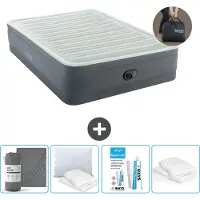 OEM Letto ad aria Intex - 2 persone - 152 x 203 x 46 cm - Grigio - Incluso pompa - Lenzuolo di ricambio - Bacio - Kit di riparazione en Protezione cuscino