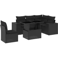 vidaXL Set di divani da giardino a 6 pezzi con cuscini in rattan nero