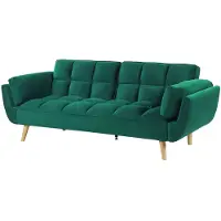 Beliani Divano letto verde rivestito in velluto 3 posti gambe in legno imbottitura in schiuma schienale diviso trapuntato soggiorno