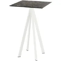 Essentials Infinity - Tavolo da bar, struttura bianca + piano in HPL effetto marmo Galaxy, 70x70 cm, 1 pezzo
