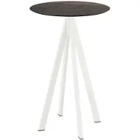Essentials Infinity - Tavolo da bar, struttura bianca + piano in HPL effetto legno sbiancato, Ø70 cm, 1 pezzo