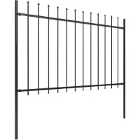The Living Store Recinzione da giardino con punte di lancia in acciaio 11,9 x 1,2 m nero