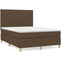 The Living Store Letto a molle con materasso marrone scuro 140x200 cm in tessuto