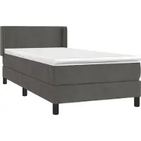 The Living Store Letto a molle con materasso grigio scuro 100x200 cm in velluto
