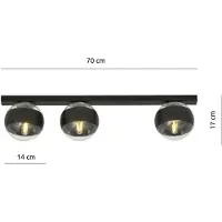 Emibig Lampada da soffitto 3xE14 40W FIT 3 NERO/RIGHE 1123/3