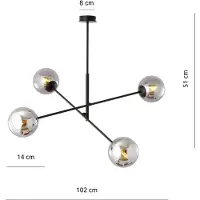 Emibig Lampadario 4xE14 40W LINEAR 4 NERO/GRAFITE 1167/4