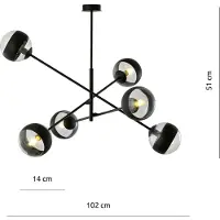 Emibig Lampadario 6xE14 40W LINEAR 6 NERO/RIGHE 1168/6