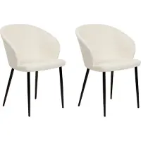 Beliani Set di 2 sedie da pranzo con imbottitura in bianco panna e tampone con gambe nere in stile retrò per la sala da pranzo e il soggiorno