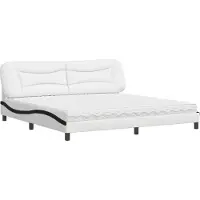 vidaXL Letto con materasso "Hvar" bianco e nero 200x200 cm in Pelle finta