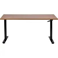 Beliani Scrivania regolabile in altezza piano in legno scuro struttura in acciaio nero 160 x 72 cm regolazione manuale in altezza ufficio moderno