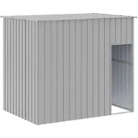 vidaXL Cuccia per cani con tetto - Acciaio zincato - 214 x 153 x 181 cm - Grigio