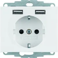 Berker Presa SCHUKO/USB Kx, bianco polare gl. - Presa 48037009