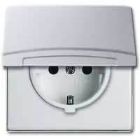 Busch-Jaeger SCHUKO presa con coperchio ribaltabile argento alluminio - Allwetter 44 (IP44), 1 pz.