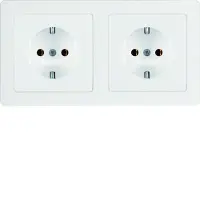 Berker 47206089 Combinazione di prese SCHUKO doppia con cornice bianco polare, comprensiva di Q.1/Q.3
