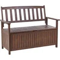 Beliani Panca da giardino con contenitore in legno massiccio di acacia marrone scuro 120 x 60 cm 2 posti Terrazza da giardino Stile rustico tradizionale