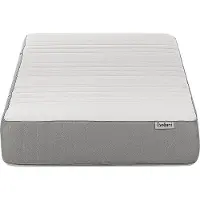 Beliani Materasso in schiuma gel bianco-grigio 80 x 200 cm rigido singolo con cerniera rivestimento in poliestere sfoderabile accessori per camera da letto