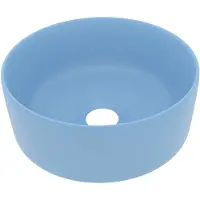 The Living Store Lussuoso lavabo rotondo opaco azzurro 40x15 cm in Vetroceramica