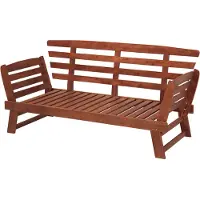Beliani Panchina da giardino in legno di eucalipto scuro cuscini taupe 2 posti con schienale ribaltabile stile moderno esterno