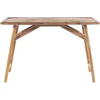 Beliani Tavolo da giardino in bambù, color marrone chiaro, 120 x 70 cm, pieghevole, per esterni, rettangolare, da giardino o terrazza