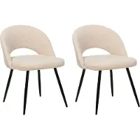 Beliani Set di 2 sedie da pranzo beige imbottitura buff cut out back gambe in metallo nero stile moderno cucina sala da pranzo