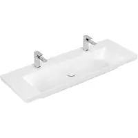 Villeroy & Boch Subway 3.0 lavabo à poser, 2 trous pour robinet, sans trop-plein, non rectifié, 1300x475mm, 4A70D1R1, 4A70D1R1