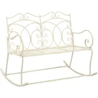 vidaXL Panchina da giardino 104 cm in ferro bianco antico